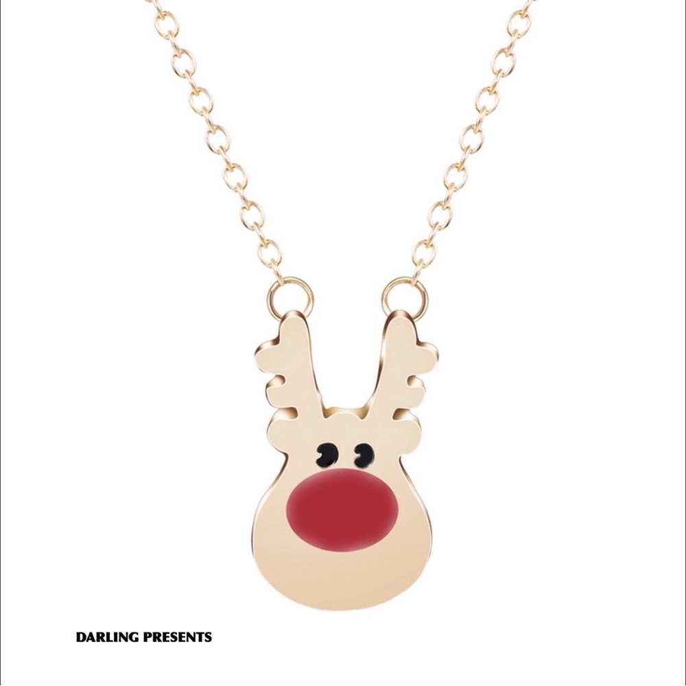 Rudolph The Red Nose Reindeer Necklace Women Color Gold